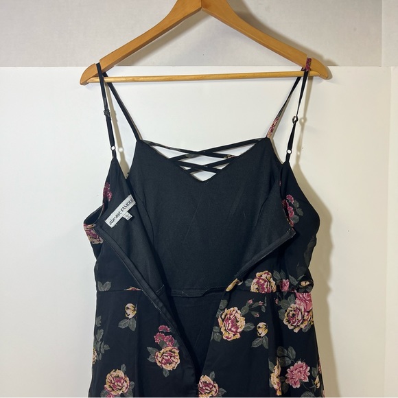 Almost Famous Black Floral Rose Handkerchief Hem Maxi Dress SZ L - Picture 5 of 12